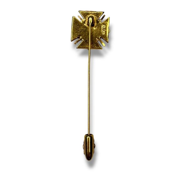 Mode Art Arthur Pepper Gold Tone Stick Pin Maltese Cross Pin Cap - Picture 2 of 5